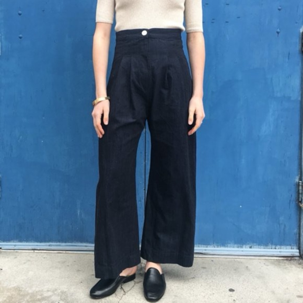 Boyd High-Waisted Deep Indigo Wide-Leg Pants